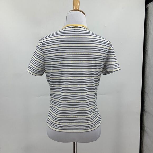 Vintage St John T Shirt Womens P Petite Sport Marie Gray Striped Dotted Crop Tee - Picture 7 of 15
